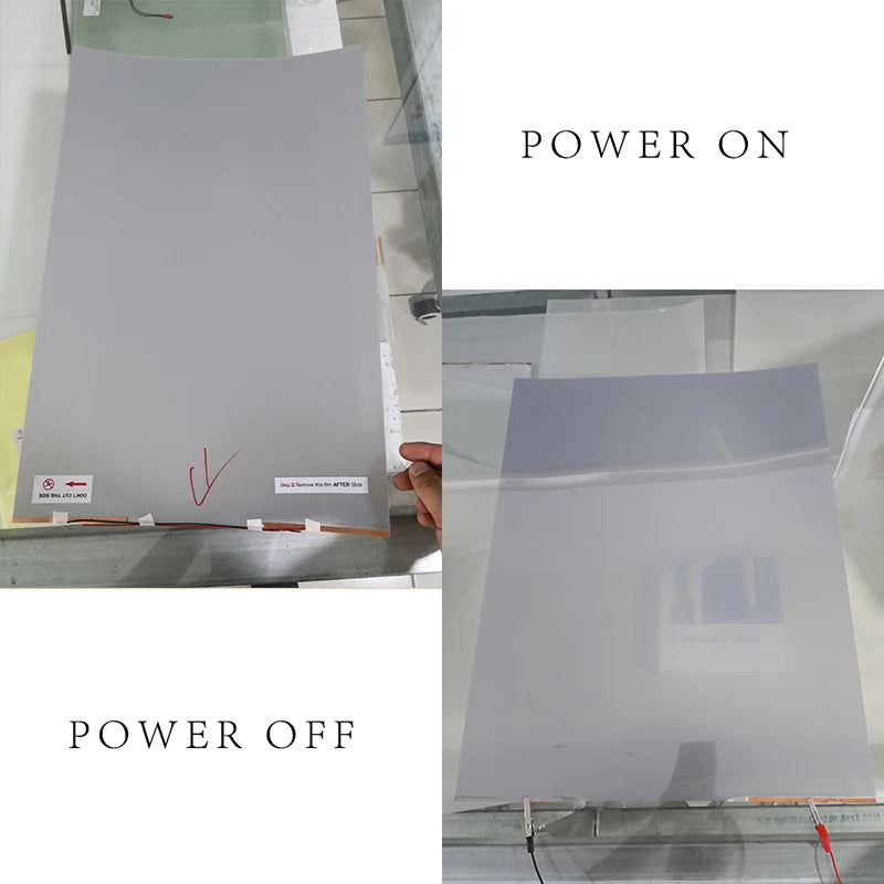 Switchable Electric White/Black/ Gray opaque Adhesive PDLC smart Film Window Door Test Samples for rear projection screen