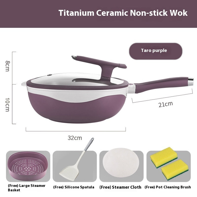 Titanium Ceramic Household Induction Cooker Frying Pan
