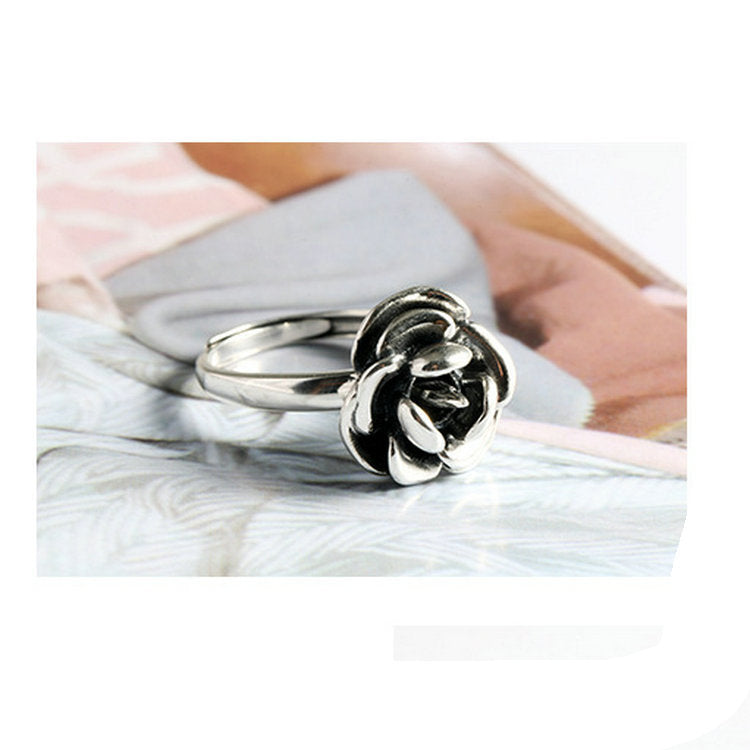 Ladies Ring Silver Adjustable Flowers