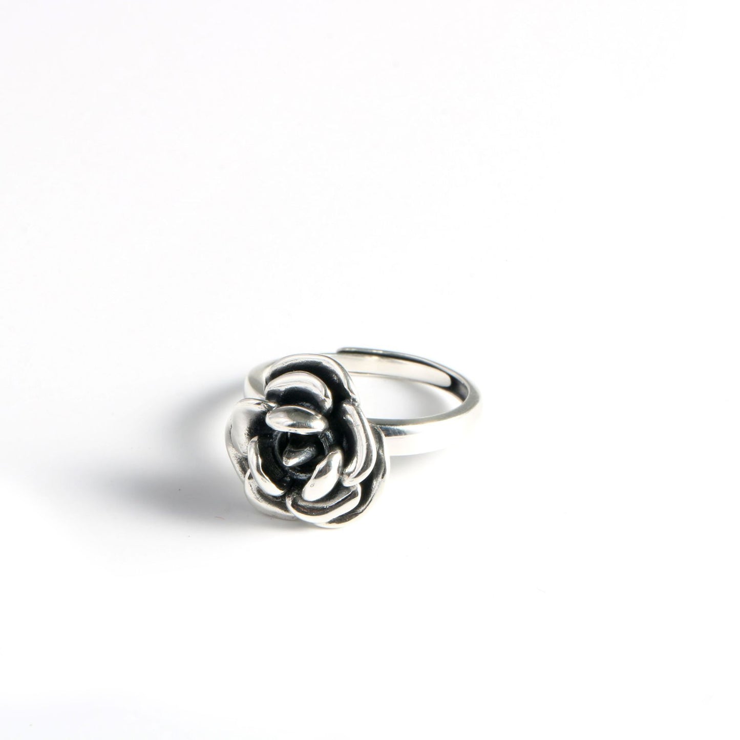 Ladies Ring Silver Adjustable Flowers