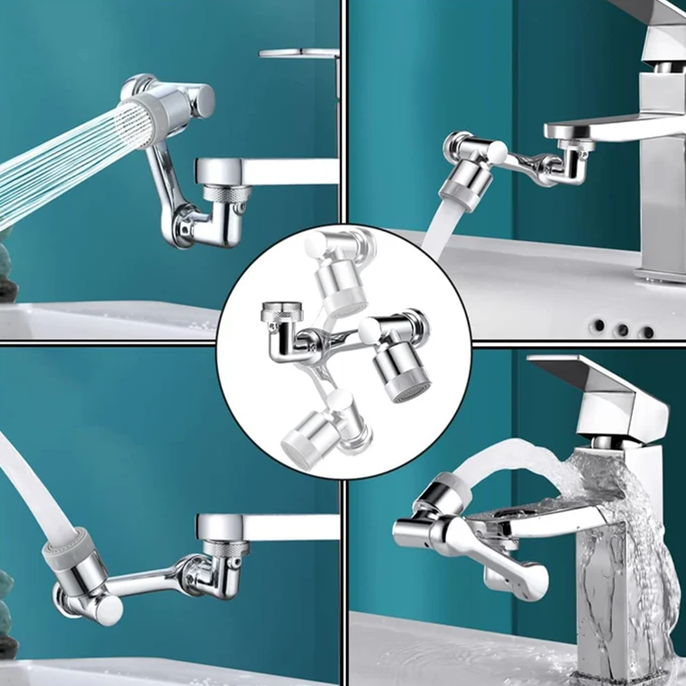 JCZD 1080° Swivel Robotic Arm Faucet Aerator – 2 Water Modes, Solid Brass, Fits 20/22/24mm, Universal Sink Extender (2-Pack)