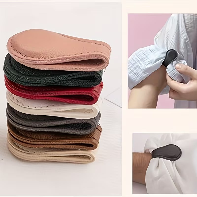 Multi-functional Magnetic Clothing Clips - No-Sew Waist Tightener, Sleeve Holders for Rolled Up Sleeves, Leather Magnetic Pants Cuff & Hem Adjuster, Multi-purpose Leather Bookmark