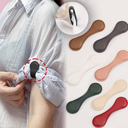 Multi-functional Magnetic Clothing Clips - No-Sew Waist Tightener, Sleeve Holders for Rolled Up Sleeves, Leather Magnetic Pants Cuff & Hem Adjuster, Multi-purpose Leather Bookmark