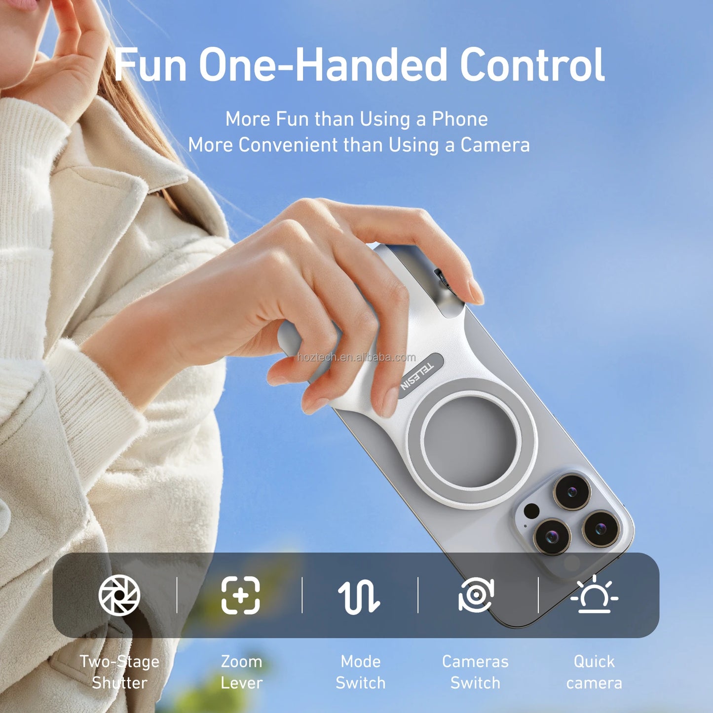 AllinOne Phone Camera Handle: Grip Remote & Fill Light for Perfect Shots