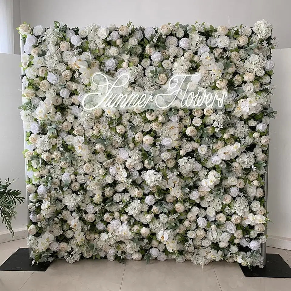 Qeynos Roses Wall White Rose Wall Simulation Available Realistic Artificial Flower Wall ...