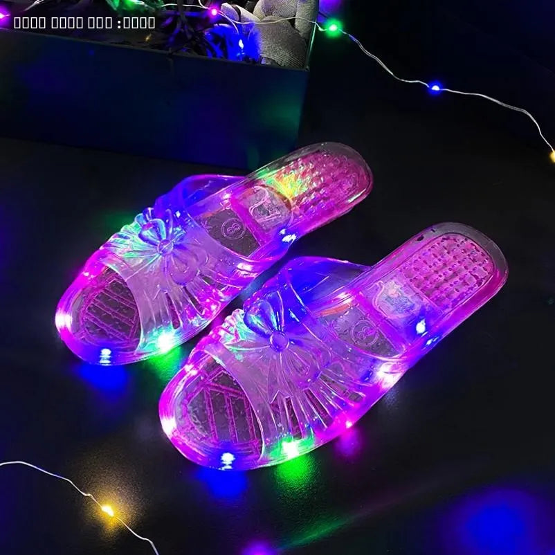 Glowing Crystal Slippers Transparent Anti-Slip Birthday Gift Funny Sister Slippers Princ Sle Flat Heel Plastic Slippers