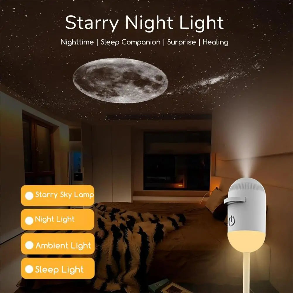 2-in-1 Star Projector Night Light with Touch Control Adjustable Brightness Nightlight USB Portable Starry Sky Projector