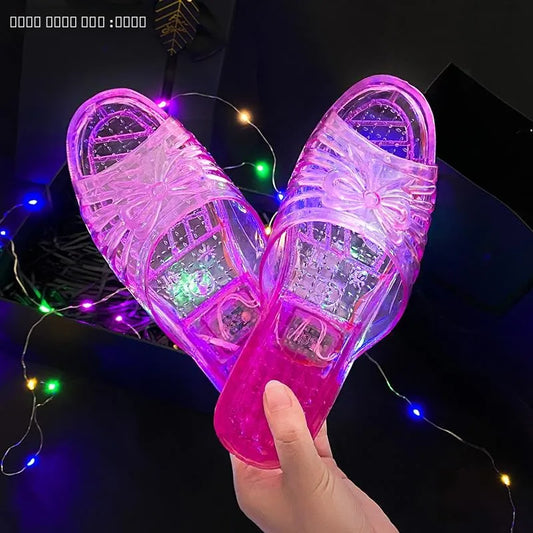 Glowing Crystal Slippers Transparent Anti-Slip Birthday Gift Funny Sister Slippers Princ Sle Flat Heel Plastic Slippers