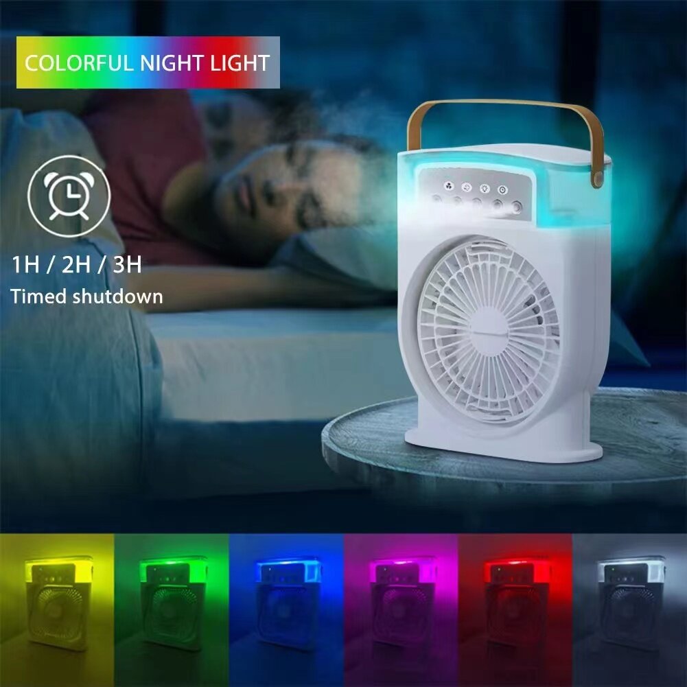 Portable USB Air Conditioner Cooling Fan With 5 Sprays 7 Color Light 600ML Water Tank Spray Mist Air Cooler Humidifiers