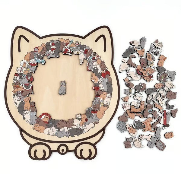 Morandi Cat-shaped Wooden Puzzle