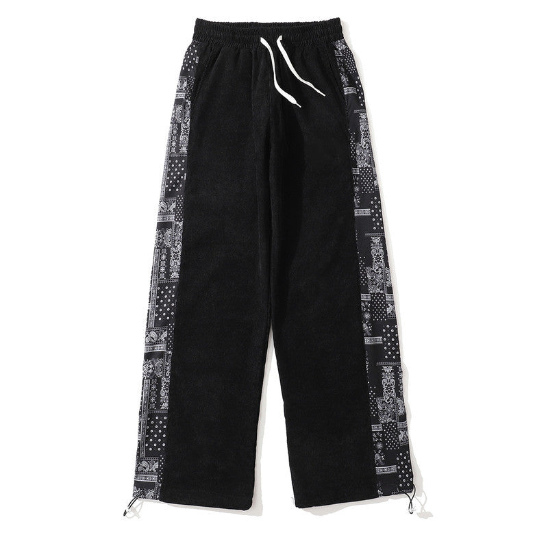 Summer Thin Stitching Cashew Flower National Tide Straight Casual Pants For Men And Women Loose Tide Brand Wild Pants