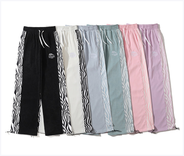 Paneled Zebra Pattern Straight-leg Slacks