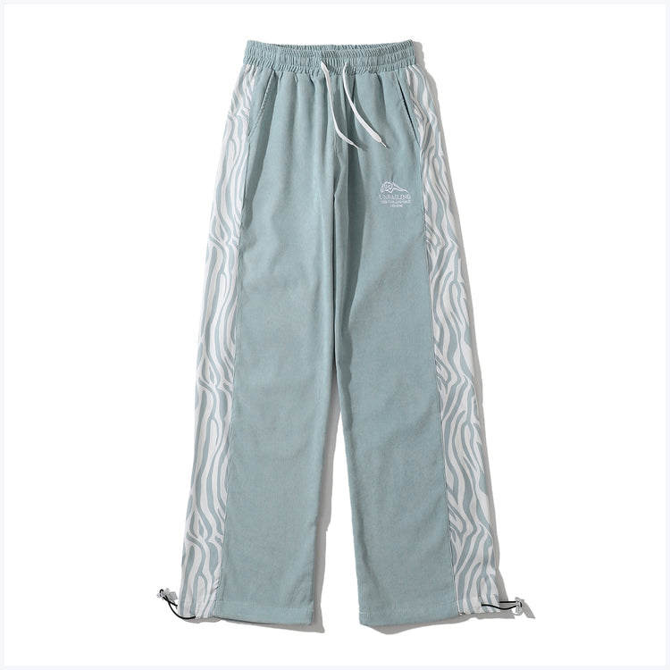 Paneled Zebra Pattern Straight-leg Slacks