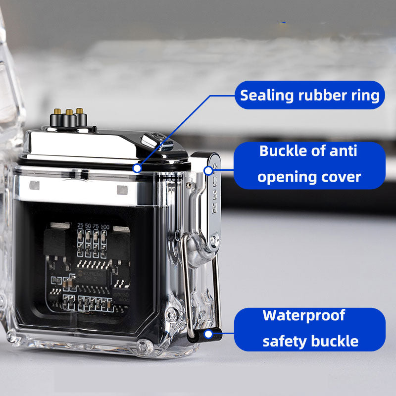 USB Lighter Windproof Double ArcLighter Cigarette Lighter Transparent Shell Waterproof Electronic Pulse Lighters