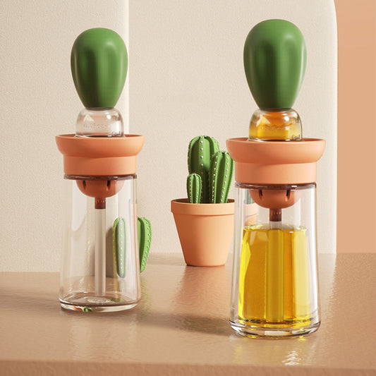 Creative Silicone Brush Head Brush Oil Bottle Kitchen High Temperature Resistant Press Type Oil Metering Oil Bottle