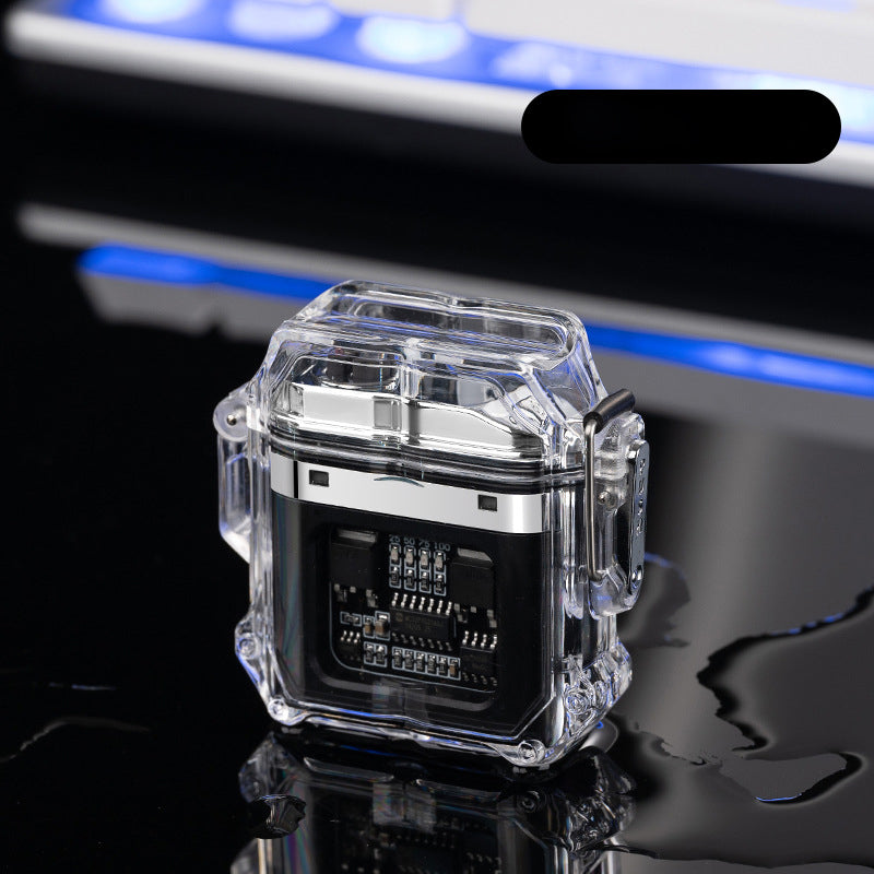 USB Lighter Windproof Double ArcLighter Cigarette Lighter Transparent Shell Waterproof Electronic Pulse Lighters