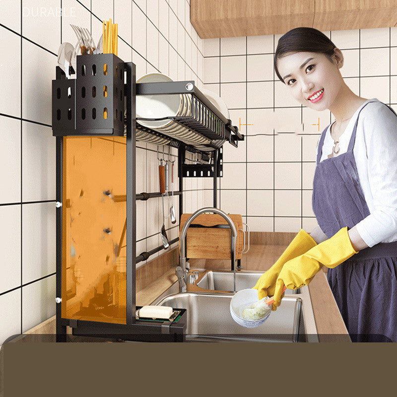 Kitchen Retractable Sink Drain Rack Stainless Steel Multifunctional – 8KRAW