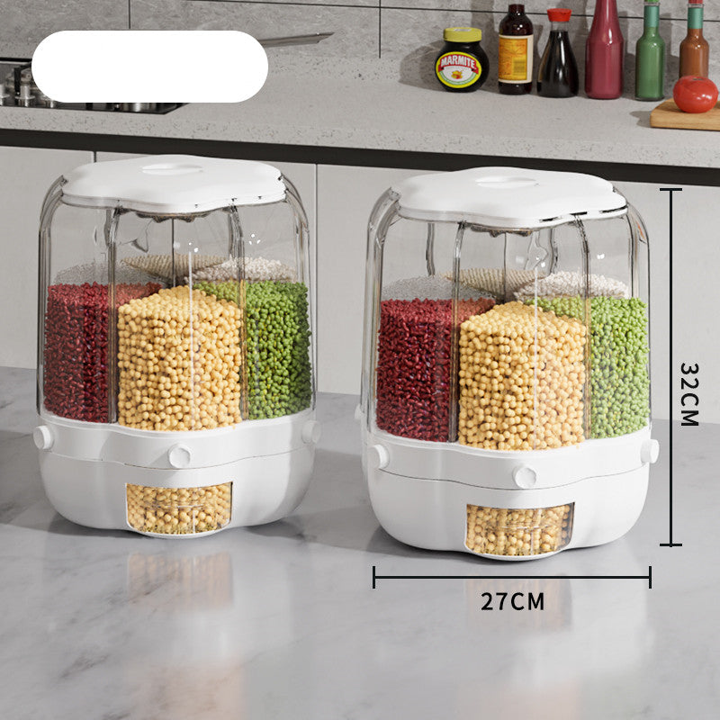 Large Food Storage Container 360 Rotating Rice Barrels Sealed Cereal Dispenser Rice Tank Grain Box Kitchen Storage Container