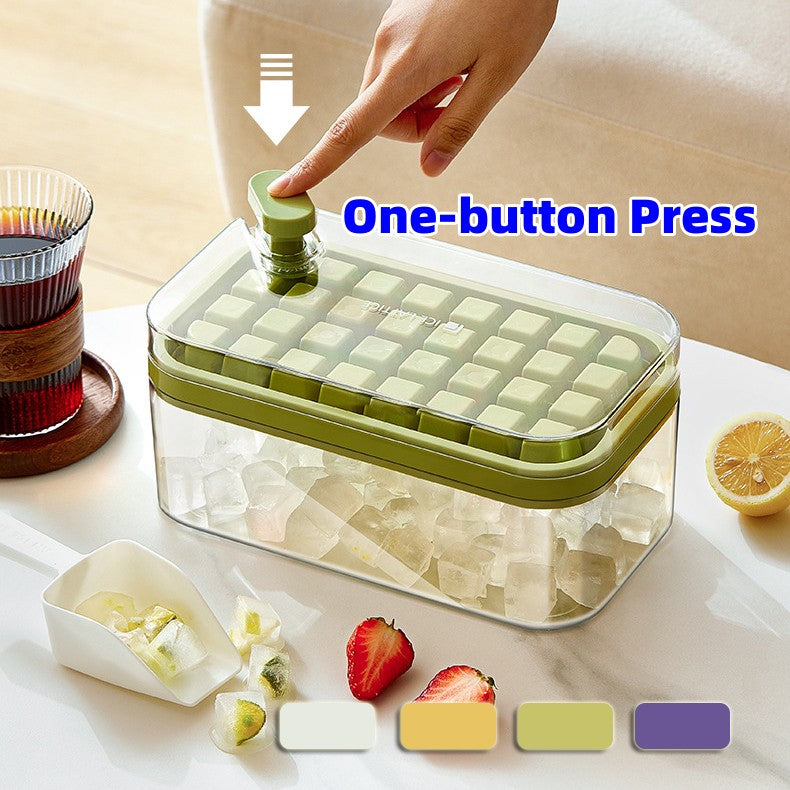 One-button Press Type Ice Mold Box Plastics Ice Cube Maker Ice Tray Mold With Storage Box With Lid Bar Kitchen Accessories