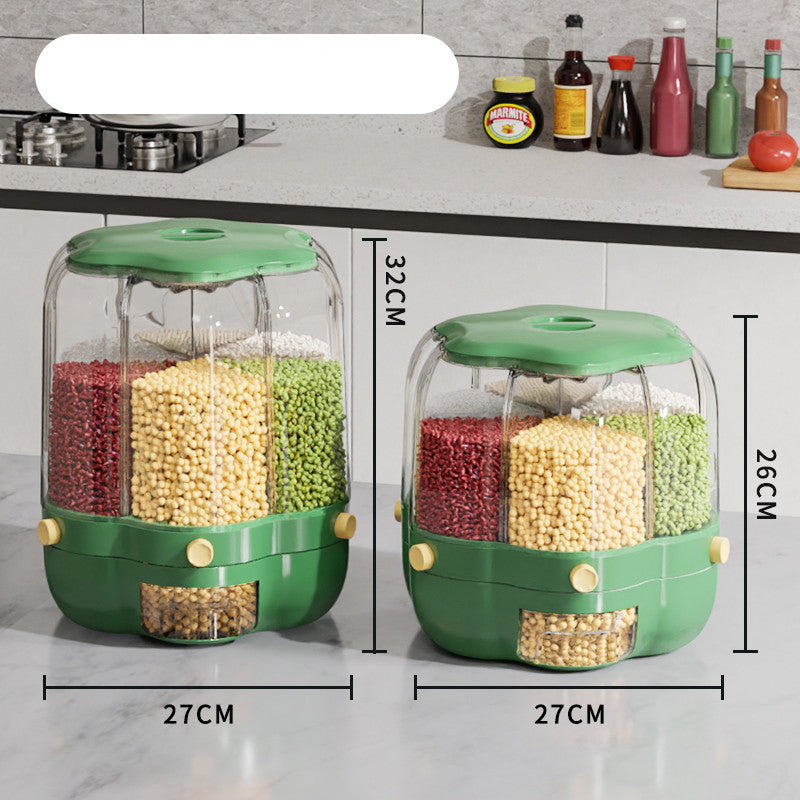 Large Food Storage Container 360 Rotating Rice Barrels Sealed Cereal Dispenser Rice Tank Grain Box Kitchen Storage Container