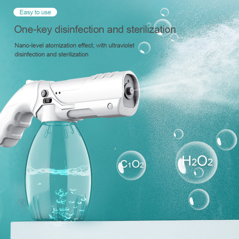 Handheld Wireless Charging Blue Light Nano Atomizing Spray Gun Indoor And Outdoor Car Disinfection Portable Gun Household Spray